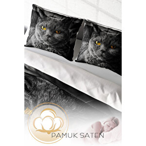 Monohome Serious Cat Naturel Çift Kişilik Nevresim Takımı