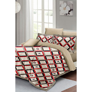 Geometric Design Çift Kişilik Nevresim Takımı 3d Pamuk Saten