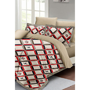 Geometric Design Çift Kişilik Nevresim Takımı 3d Pamuk Saten