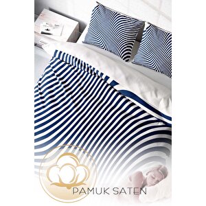 Monohome Blue Line 3d Pamuk Saten Çift Kişilik Nevresim Takımı