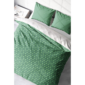Green Pattern 3d Pamuk Saten Çift Kişilik Nevresim Takımı