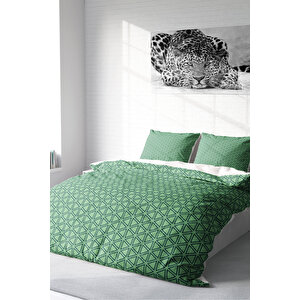 Green Pattern 3d Pamuk Saten Çift Kişilik Nevresim Takımı