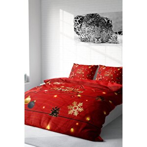 Yılbaşı Süsü Merry Christmas Çift Kişilik 3d Nevresim Takımı Pamuk Pine Tree Deers