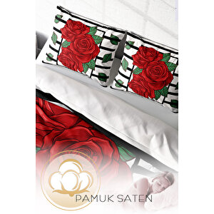Monohome Rose Box 3d Pamuk Saten Çift Kişilik Nevresim Takımı