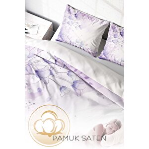 Monohome Soft Lila 3d Pamuk Saten Çift Kişilik Nevresim Takımı