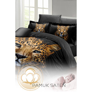 Leopard Çift Kişilik Nevresim Takımı 3d Pamuk Saten