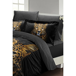 Monohome Leopard Çift Kişilik Nevresim Takımı 3d Pamuk Saten