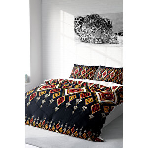 Ethnic Geometric 3d Pamuk Saten Çift Kişilik Nevresim Takımı