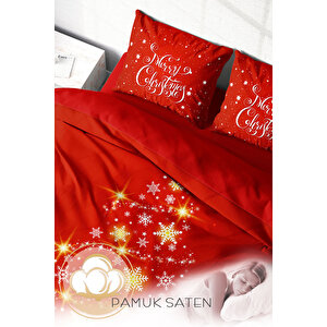 Monohome Yılbaşı Süsü Merry Christmas Çift Kişilik 3d Nevresim Takımı Pamuk Saten