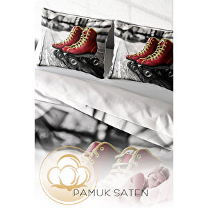 Monohome Skate 3d Pamuk Saten Çift Kişilik Nevresim Takımı