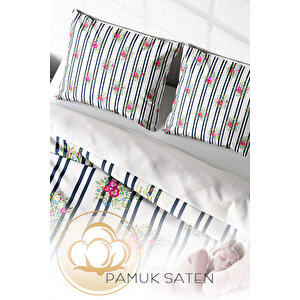 Monohome Ribbon Flowers Naturel Çift Kişilik Nevresim Takımı