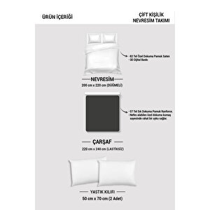 Monohome Yılbaşı Süsü Black Noel %100 Pamuk Saten 3d Çift Kişilik Nevresim Takımı