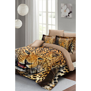 Wild Tiger Çift Kişilik Nevresim Takımı 3d Pamuk Saten