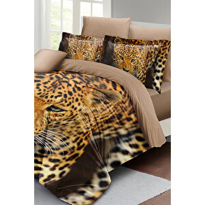 Wild Tiger Çift Kişilik Nevresim Takımı 3d Pamuk Saten