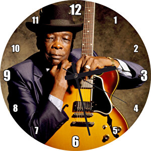 John Lee Hooper Ve Gitarı Renkli   Duvar Saati