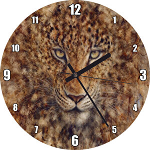 Afrika Leoparı Çizim Görseli  Duvar Saati
