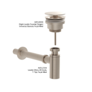 Vitra Origin Lavabo Sifonu Ve Süzgeç Seti - Fırçalı Nikel
