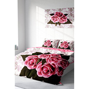 Rose-1008 Naturel Çift Kişilik Nevresim Takımı