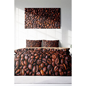 Coffee Duvet 3d Pamuk Saten Çift Kişilik Nevresim Takımı