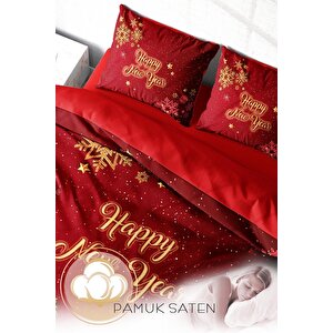 Monohome Yılbaşı Süsü Kar Kristalleri Noel %100 Pamuk Saten 3d Çift Kişilik Nevresim Takımı