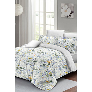 Spring Floral Luxury Çift Kişilik Pamuk Saten Nevresim Takımı