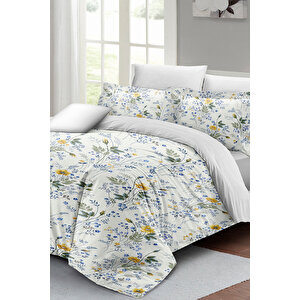 Spring Floral Luxury Çift Kişilik Pamuk Saten Nevresim Takımı