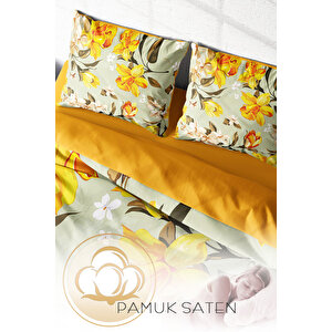 Monohome Excited Flowers Naturel Çift Kişilik Nevresim Takımı