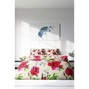 Aquarelle Rose Naturel Çift Kişilik Nevresim Takımı