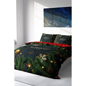 Yılbaşı Süsü Merry Christmas Çift Kişilik 3d Nevresim Takımı Pamuk