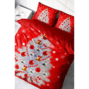 Yılbaşı Nevresim Takım %100 Doğal Pamuk Saten Noel Çift Kişilik Pine