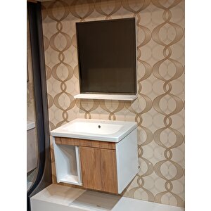 HAL 65 CM BANYO DOLAP SETİ AYNA  LAVABO DAHİL %100 MDF