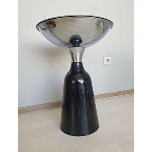 Olympos Dekoratif Parlak Siyah Model Krom Sehpa 50 Ve 55 Cm