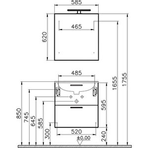 Vitra Mia Set 60 Cm Banyo Dolabı Lavabo Dolabı 75021