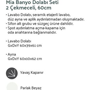 Vitra Mia Set 60 Cm Banyo Dolabı Lavabo Dolabı 75021