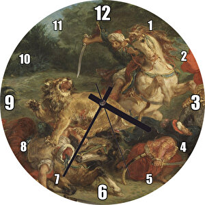 Aslan Avı  Eugène Delacroix Sanat Görseli Duvar Saati