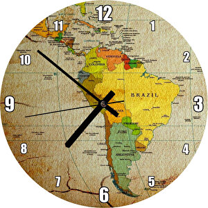 Küresel Isınma Ve Çölleşme Vurgulu Güney Amerika Haritası Duvar Saati