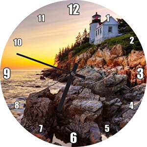 Acadia Milli Parkı'nda Günbatımı Ve Deniz Duvar Saati
