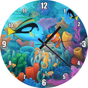 Doğal Ortamında Tropikal Balıklar Ve Mercanlar Duvar Saati