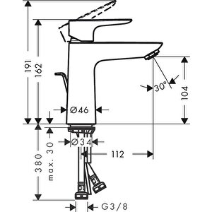 Hansgrohe Talis E Lavabo Bataryası 110  Sifon Kumandalı