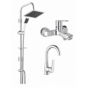 KALE Mare Banyo ve Döner Lavabo Bataryası Seti & TEMA 53260 Tepe Duş Sistemi