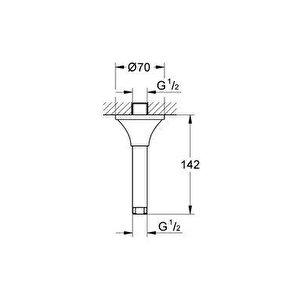 Rainshower® Grandera™ Tavandan Duş Başlığı İniş Borusu 142 Mm - 27978000