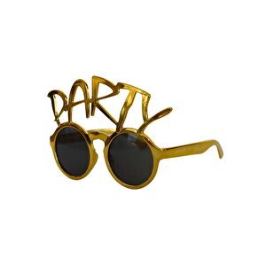 Party Yazılı Gözlük Parti Aksesuarı Altın