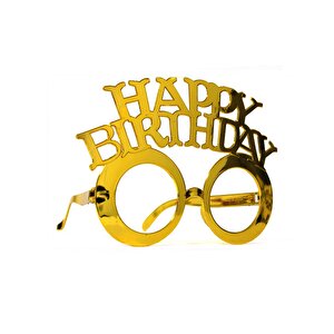 Happy Birthday Yazılı Doğum Günü Partisi Gözlüğü Altın