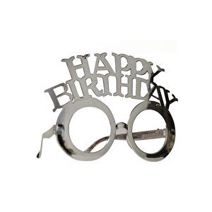 Happy Birthday Yazılı Doğum Günü Partisi Gözlüğü Gümüş