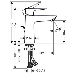 Talis E Tek Kollu Lavabo Bataryası 110 Kumandalı - 71710340