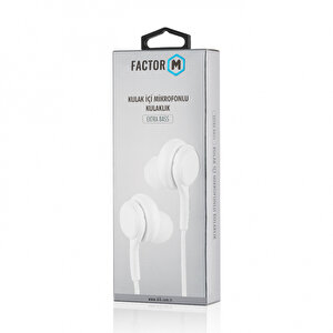 Factor M Extra Bass Kulakiçi Mikrofonlu Kablolu Kulaklık Beyaz (fm­kmkby)