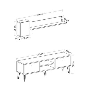 Gama Lazer Desenli Tv Ünitesi Tv Sehpası Ceviz Safirmeşe 150 Cm