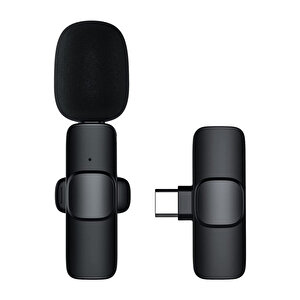 Schitec K11 Type-c Kablosuz Wireless Hd Yaka Mikrofonu Siyah Siyah