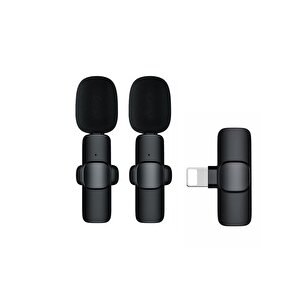 Schitec K9 Lightning Çift Kablosuz Wireless Hd Yaka Mikrofonu Siyah Siyah