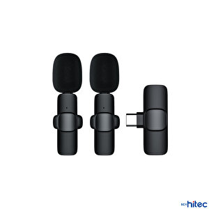 Schitec K9 Type-c Çift Kablosuz Wireless Hd Yaka Mikrofonu Siyah Siyah